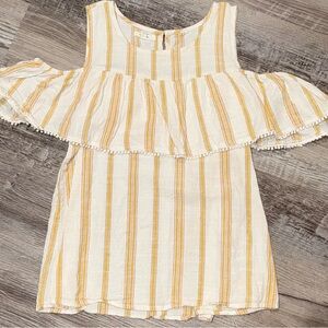 Women's Striped Peek a Boo Shoulder Shirt Size Medium Brand Maurices